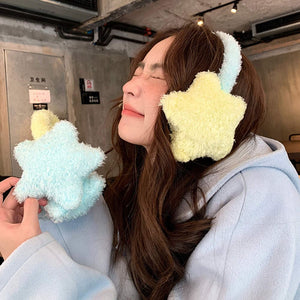 VILZSTUDIOS Stylish earmuffs with star-shaped pads and pastel headband
