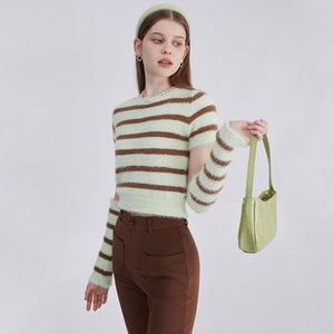 VILZSTUDIOS Cozy striped top and gloves set for stylish warmth