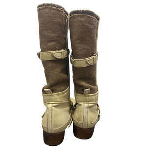 VILZSTUDIOS Cream cowboy boots with adjustable straps