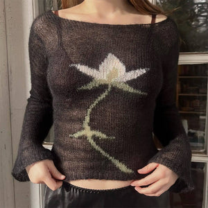 VILZSTUDIOS Stylish Y2K crochet long sleeve top