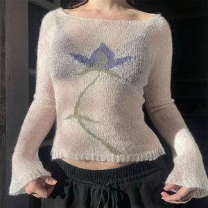 VILZSTUDIOS Stylish Y2K crochet long sleeve top