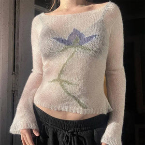 VILZSTUDIOS Stylish Y2K crochet long sleeve top