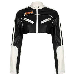 VILZSTUDIOS Cropped biker jacket in vegan leather