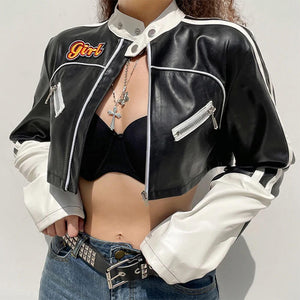 VILZSTUDIOS Cropped biker jacket in vegan leather
