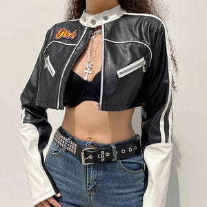 VILZSTUDIOS Cropped biker jacket in vegan leather