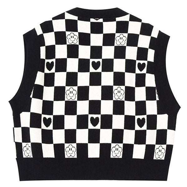 VILZSTUDIOS Trendy cropped checkerboard vest suitable for streetwear