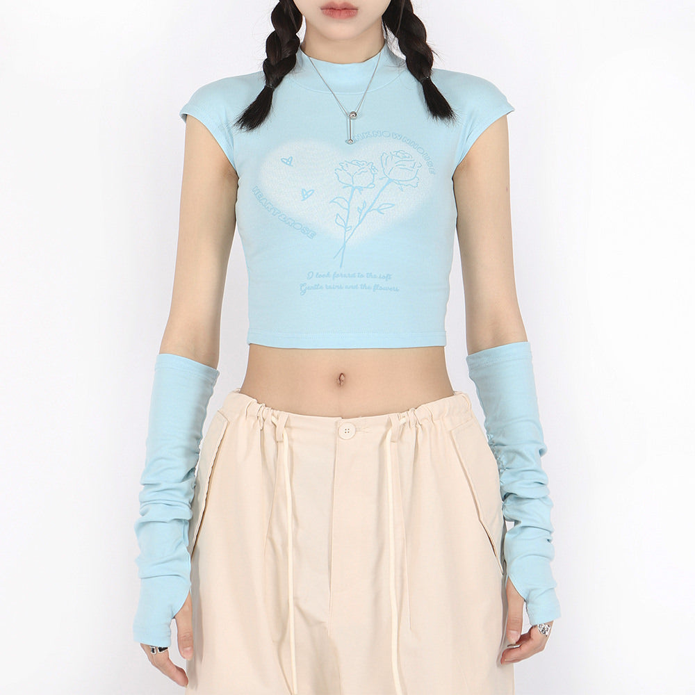 VILZSTUDIOS Cropped pastel tee with arm warmers