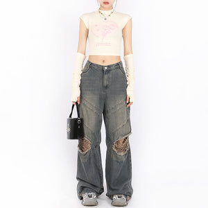 VILZSTUDIOS Cropped pastel tee with arm warmers