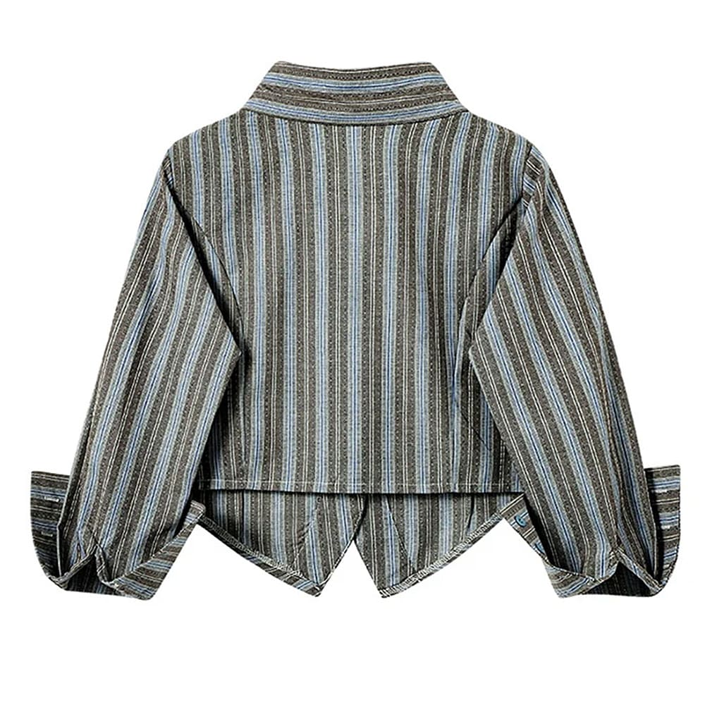 VILZSTUDIOS Cropped striped shirt with detachable tie and wide cuffs