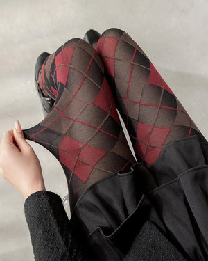 VILZSTUDIOS Fashionable argyle pattern tights for streetwear style