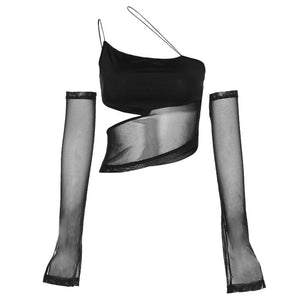 VILZSTUDIOS Stylish cut-out mesh top for streetwear fashion