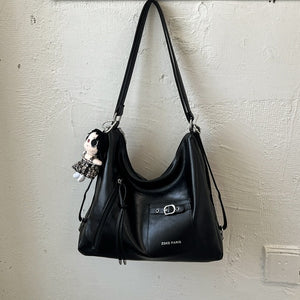 VILZSTUDIOS dark brown decorative buckle hobo bag