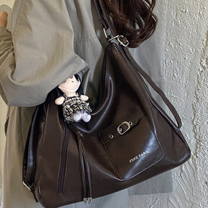 VILZSTUDIOS dark brown decorative buckle hobo bag