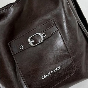 VILZSTUDIOS dark brown decorative buckle hobo bag
