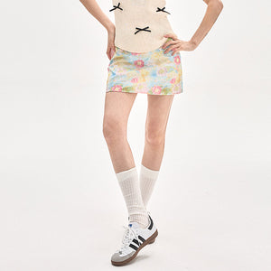 VILZSTUDIOS Floral mini skirt with watercolor prints