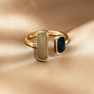 VILZSTUDIOS Stylish adjustable dual gemstone ring