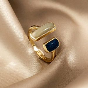 VILZSTUDIOS Stylish adjustable dual gemstone ring