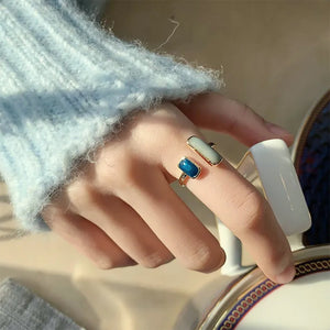 VILZSTUDIOS Stylish adjustable dual gemstone ring