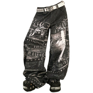 VILZSTUDIOS Wide trousers with chain print design