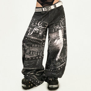 VILZSTUDIOS Wide trousers with chain print design