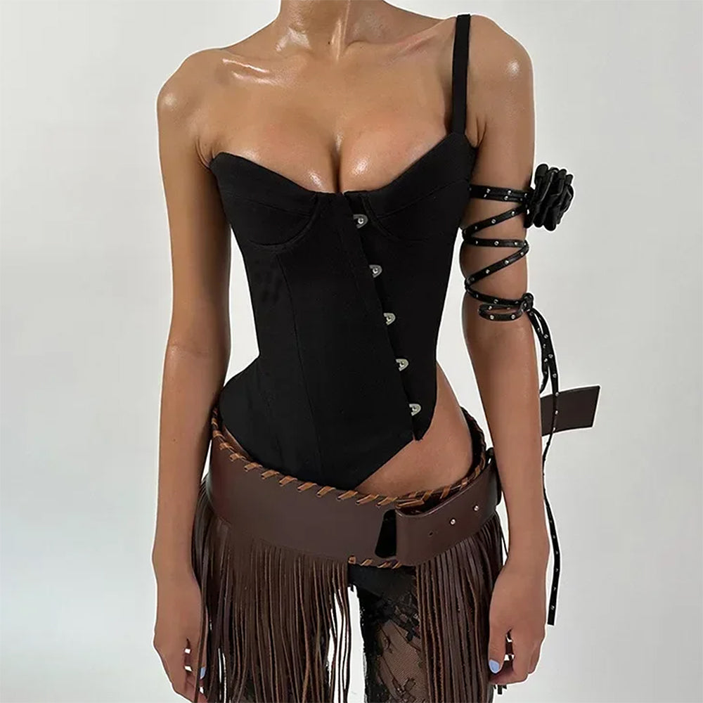 VILZSTUDIOS Fashionable asymmetric corset top for streetwear style