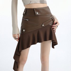 VILZSTUDIOS Asymmetric vegan leather skirt for streetwear fashion