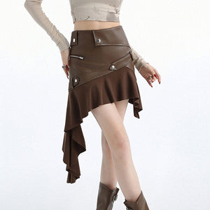 VILZSTUDIOS Asymmetric vegan leather skirt for streetwear fashion