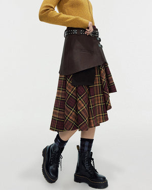 VILZSTUDIOS Edgy asymmetrical plaid skirt from VILZSTUDIOS