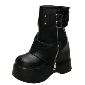 VILZSTUDIOS Stylish high shaft platform boots with buckles