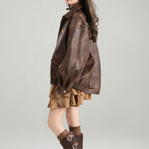 VILZSTUDIOS Vegan leather jacket with butterfly patches