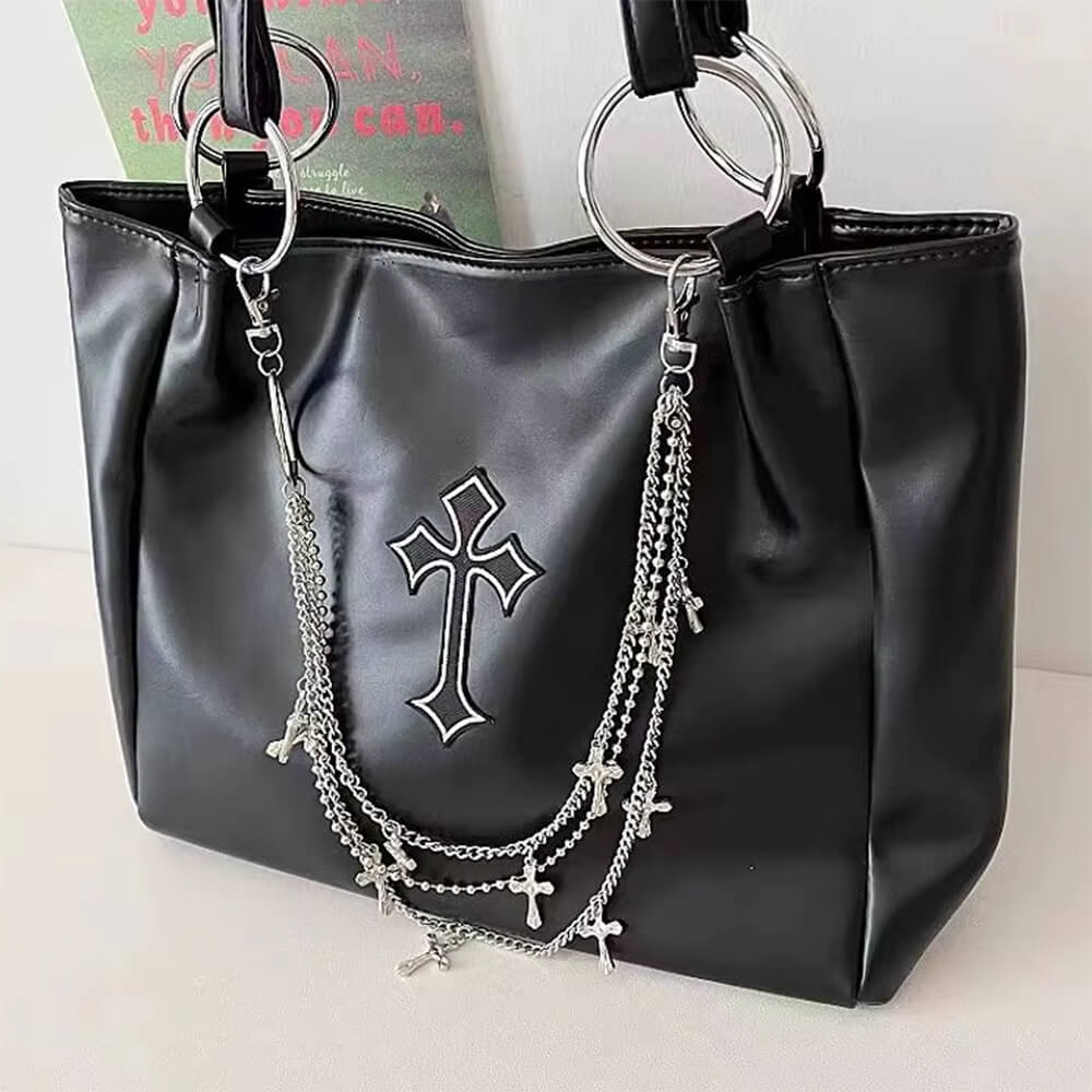 VILZSTUDIOS Grunge aesthetic tote bag made from vegan leather