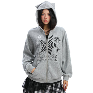 VILZSTUDIOS Stylish cut-out shoulder pullover sweatshirt