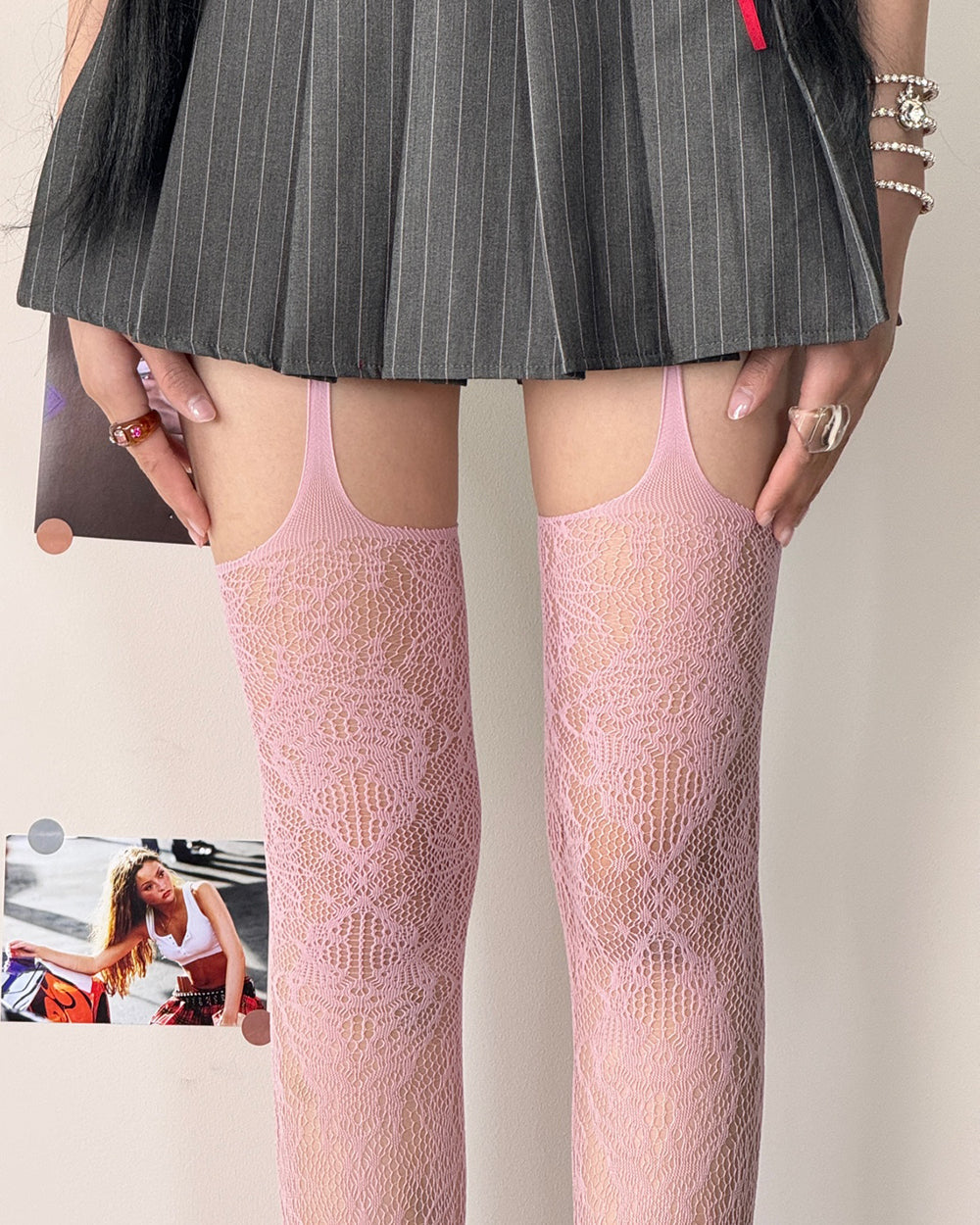 VILZSTUDIOS Stylish suspender tights with lace design
