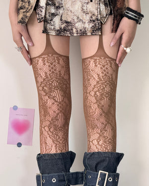 VILZSTUDIOS Stylish suspender tights with lace design