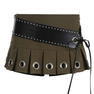 VILZSTUDIOS Edgy Eyelet Pleated Mini Skirt from VILZSTUDIOS