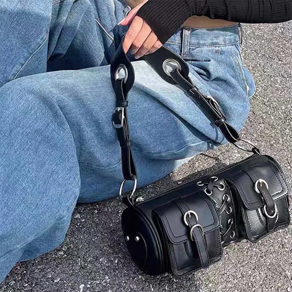 VILZSTUDIOS Lace-up underarm bag with dual buckle pockets