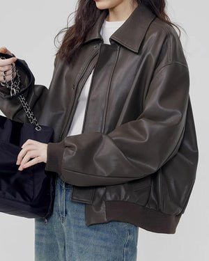 VILZSTUDIOS Leather bomber jacket for streetwear fashion