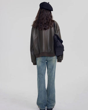 VILZSTUDIOS Leather bomber jacket for streetwear fashion