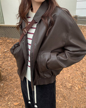 VILZSTUDIOS Leather bomber jacket for streetwear fashion