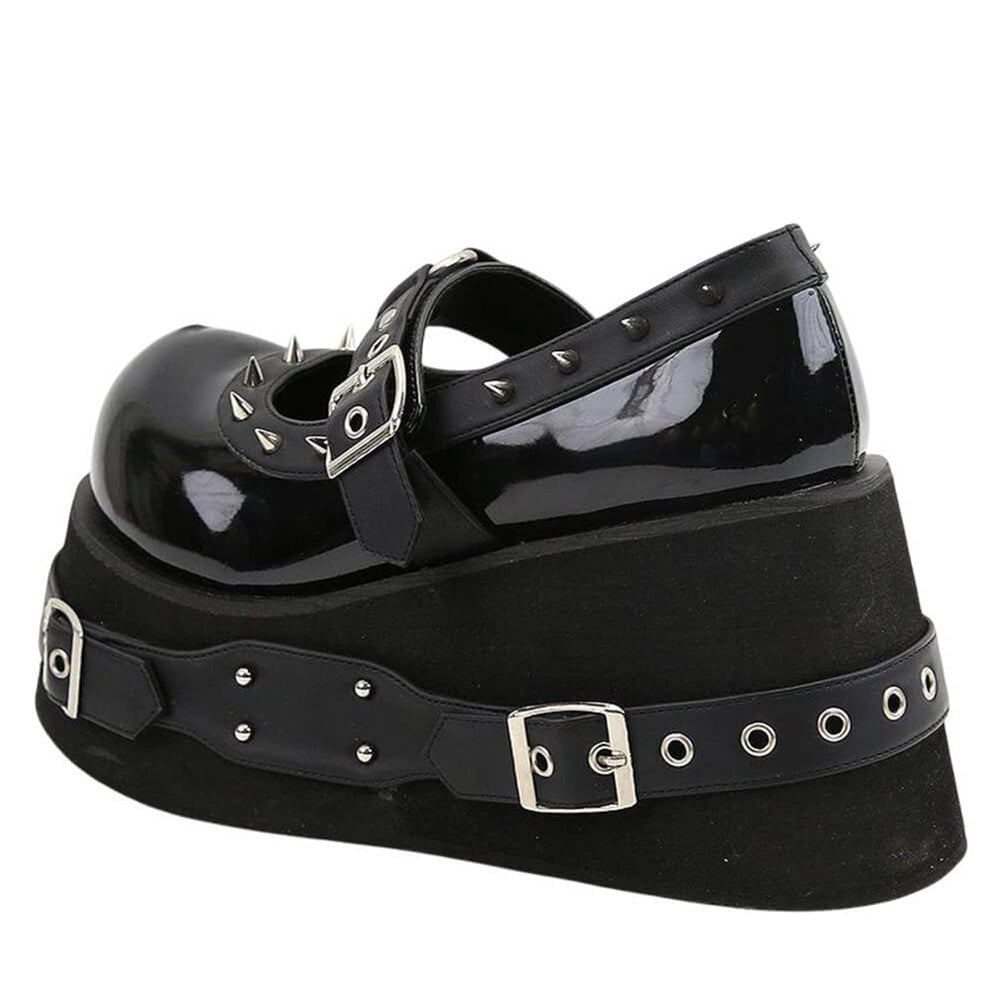 VILZSTUDIOS Stylish platform boots with spikes and glossy finish