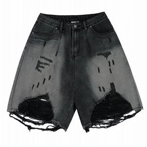 VILZSTUDIOS Denim shorts with a ripped design for a trendy look