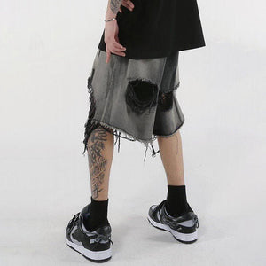 VILZSTUDIOS Denim shorts with a ripped design for a trendy look
