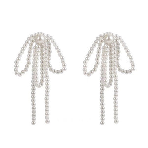 VILZSTUDIOS Elegant earrings with bow and pearl tassels