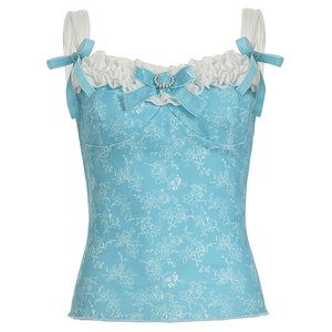 VILZSTUDIOS Elegant corset-style top with pearl details and ribbon ties