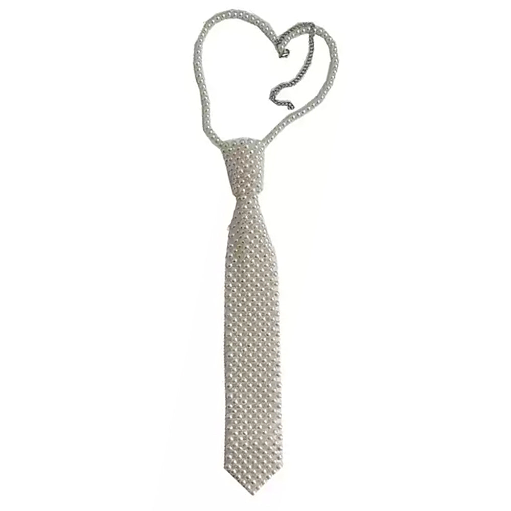 VILZSTUDIOS Embellished Structured Pearl Necktie