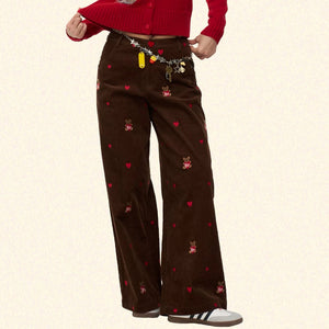 VILZSTUDIOS Embroidered corduroy trousers for streetwear style
