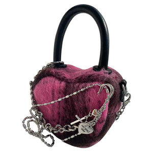 VILZSTUDIOS Heart-shaped bag with faux fur design