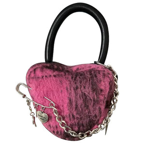 VILZSTUDIOS Heart-shaped bag with faux fur design