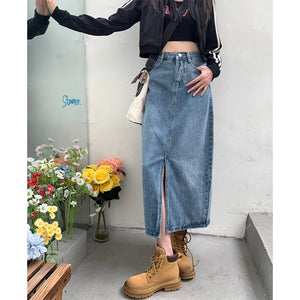 VILZSTUDIOS Denim skirt with split design for modern style