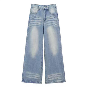 VILZSTUDIOS Faded blue relaxed wide-leg jeans for casual fashion